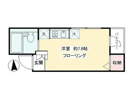 千鳥町ロッソコルサ(ワンルーム/3階)の間取り写真