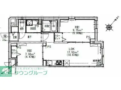 エルファーロ駒沢公園I(2LDK/3階)の間取り写真