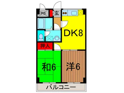 江藤マンション(2DK/4階)の間取り写真