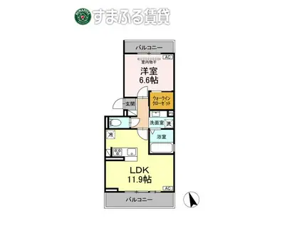 D-AVANCE薮田(1LDK/2階)の間取り写真