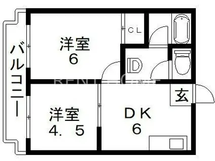 富士マンション(2DK/4階)の間取り写真