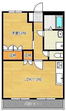 ボンヌール植田(1LDK/3階)の間取り写真