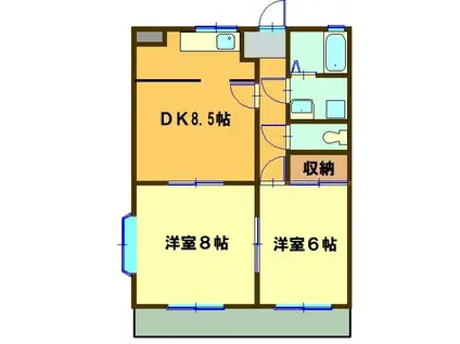 ステータス善光(2DK/2階)の間取り写真