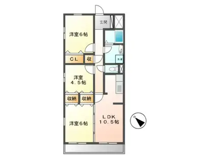 サンブリエ(3LDK/4階)の間取り写真