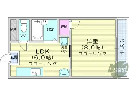 グレース香澄(1DK/1階)の間取り写真