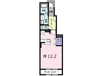 カームリー III(ワンルーム/1階)の間取り写真