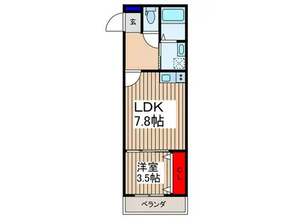 ロワジール新河岸(1LDK/3階)の間取り写真