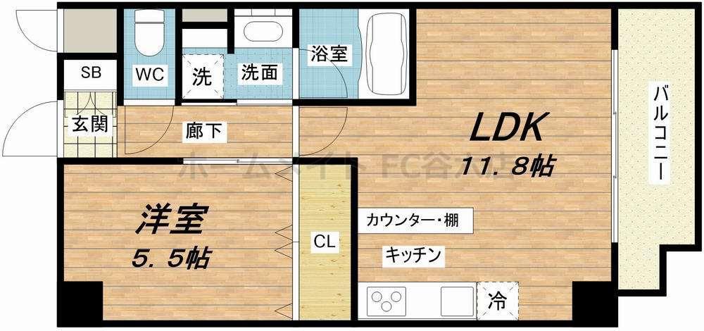 グランデカワノ真田山(1LDK/5階)の間取り写真