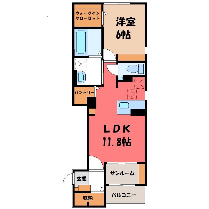 ラ ペ フランI(1LDK/1階)の間取り写真