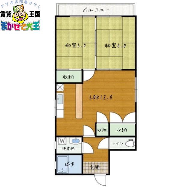 山梅ビル(2LDK/3階)の間取り写真