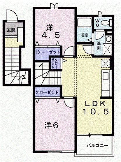 サンフラワー岩波(2LDK/2階)の間取り写真