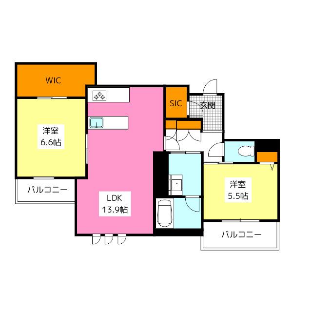 シャーメゾングラン南福岡(2LDK/3階)の間取り写真