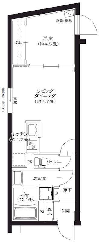 GENOVIA池袋(1LDK/1階)の間取り写真