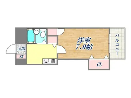 須磨パークアベニュー(1K/2階)の間取り写真