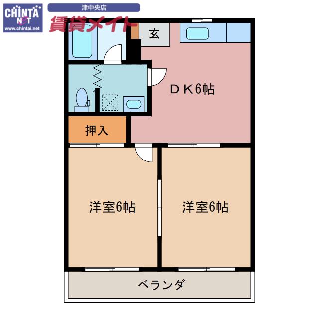 コーポアジヤ(2DK/3階)の間取り写真