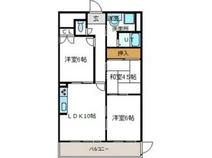 プラザテイクスリー(3LDK/1階)の間取り写真