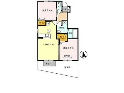 グランシャリオ(2LDK/1階)の間取り写真