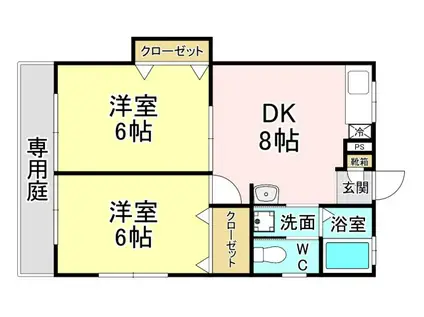 ハニーズ日吉台(2DK/1階)の間取り写真