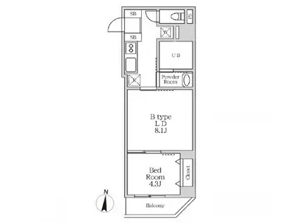 ラヴィエール錦糸公園(1LDK/8階)の間取り写真