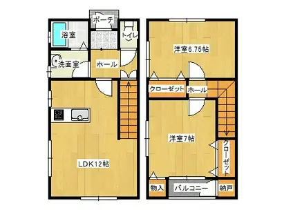 ベルウイングII(2LDK/1階)の間取り写真