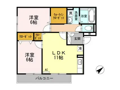 ビラ ルフト(2LDK/3階)の間取り写真