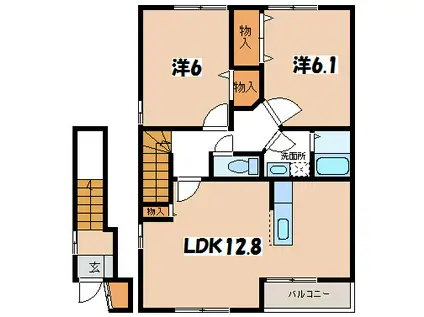 エクセレントリヴII(2LDK/2階)の間取り写真