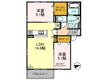 プランタン(2LDK/1階)の間取り写真