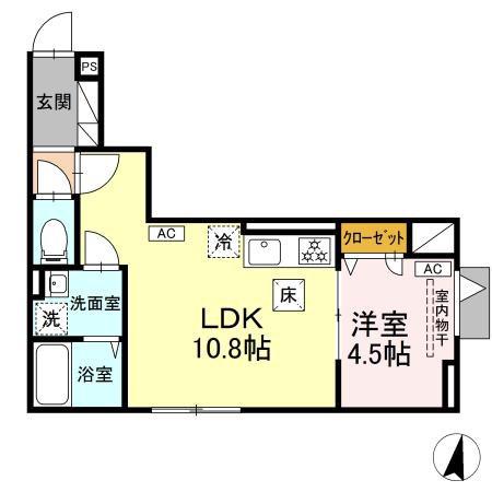 セレスティア大島(1LDK/1階)の間取り写真