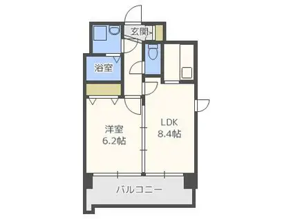 ソレイユ六本松(1LDK/2階)の間取り写真