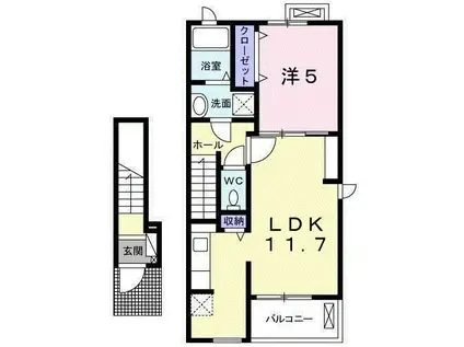 HJ レジデンスII(1LDK/2階)の間取り写真