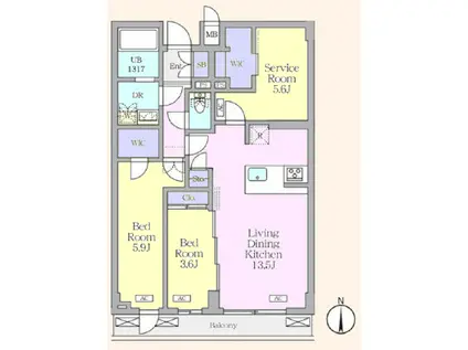 アジールコート都立大学(3LDK/2階)の間取り写真