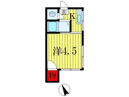 みづほ荘(1K/2階)の間取り写真