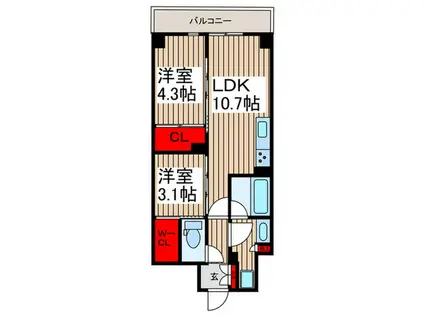 コンフォリア竹ノ塚イースト(2LDK/2階)の間取り写真