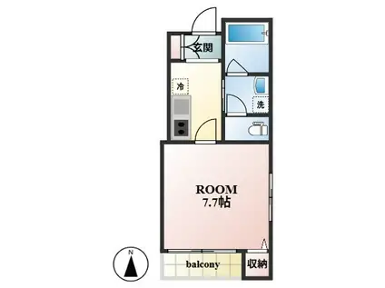 ヴィラ富士見(1K/4階)の間取り写真