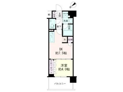 デュオステージ横濱天王町(1DK/5階)の間取り写真