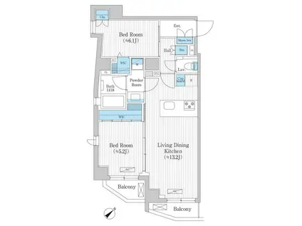 アーバンプレミア池尻大橋(2LDK/3階)の間取り写真