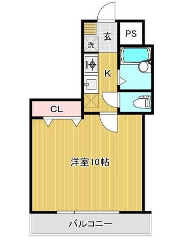 パルメゾン旭ヶ丘(1K/2階)の間取り写真