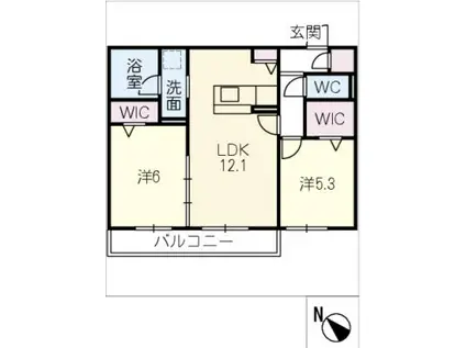 エスティア(2LDK/2階)の間取り写真