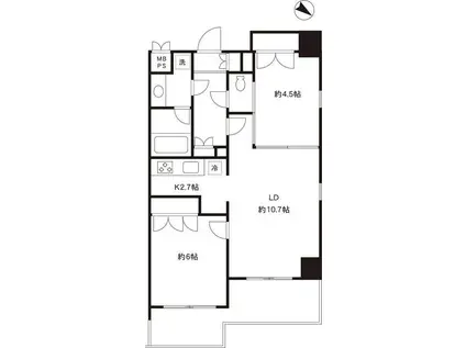 EPIC HIGASHI NIHONBASHI RESIDENCE(2LDK/5階)の間取り写真