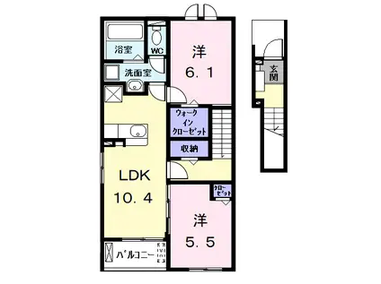 ヒカルサ名古屋港区大西II(2LDK/2階)の間取り写真