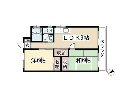 レジデンスヒルズ向台(2LDK/3階)の間取り写真