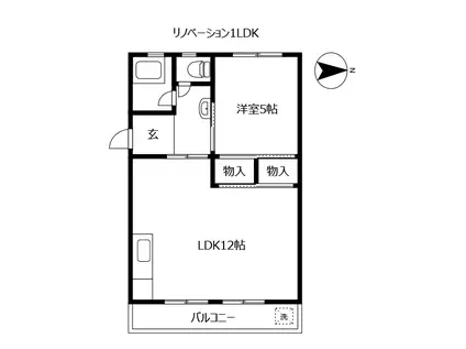 服部ビルA(1LDK/3階)の間取り写真