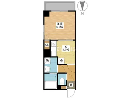 グラッチェ目覚(1K/6階)の間取り写真