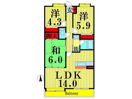 シュティーレマツバラ(3LDK/7階)の間取り写真