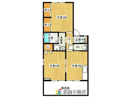 アーバンハイツ三日月A(2DK/1階)の間取り写真