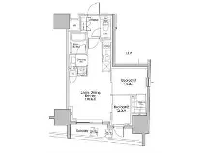 ザ・パークハビオ大森町(2LDK/11階)の間取り写真