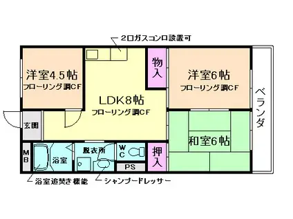 ヴィラ箕面(3LDK/3階)の間取り写真