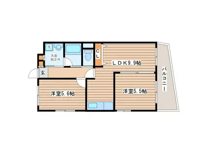 グランドゥSS(2LDK/3階)の間取り写真