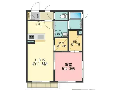 プリンシプルA(1LDK/1階)の間取り写真