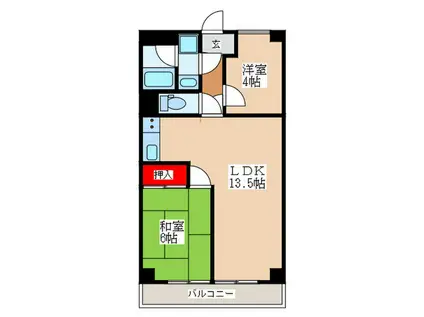 サンビュー北田園(2LDK/3階)の間取り写真